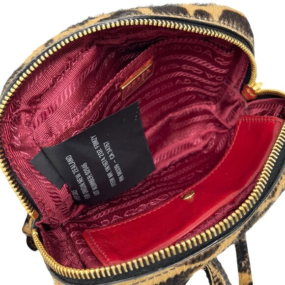 PRADA Vintage Logo Pony Hair Giraffe Crossbody Mini Bag Camel Brown [105915] - Picture 10 of 13